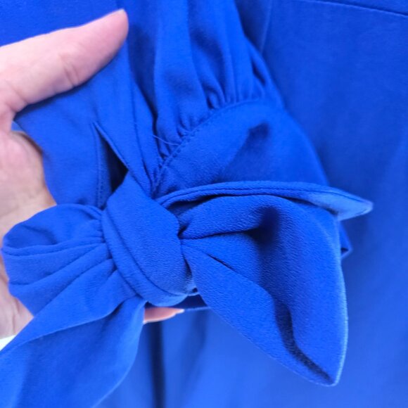 Eloquii Royal Blue Jumpsuit Back Key-Hole Front Tie-Long Sleeve Wide Leg Size 26 - Picture 4 of 11